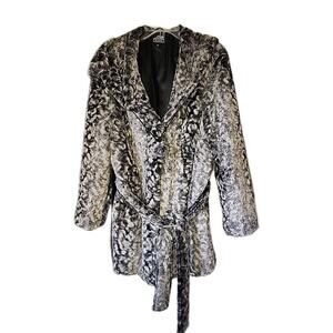 ANGIE DISTRESS Animal Print FAUX FUR COAT Sz XL
